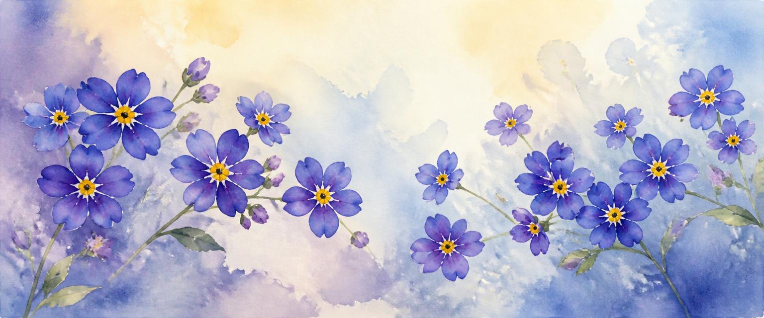 Watercolour forget-me-not flowers, the symbol of dementia awareness